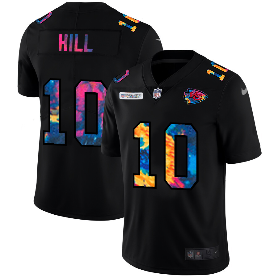 NFL Kansas City Chiefs #10 Tyreek Hill Men Nike MultiColor Black 2020  Crucial Catch Vapor Untouchable Limited Jersey